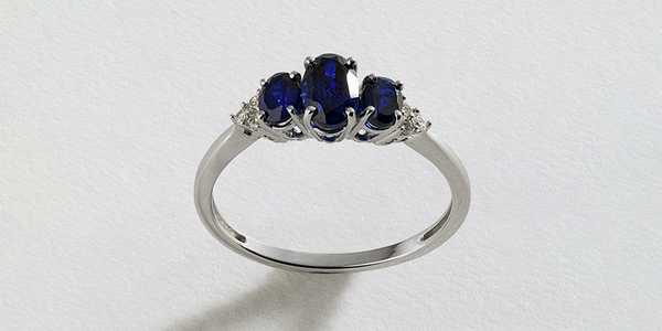 Revere 9ct White Gold 0.25ct Diamond Sapphire Ring - J.